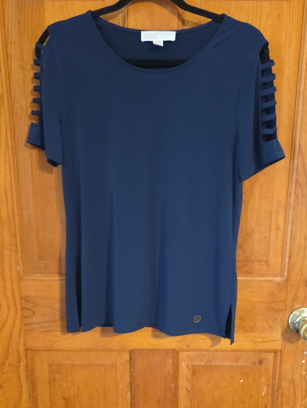 Michael Kors Navy Short-Sleeve Ladder-Detail Tee